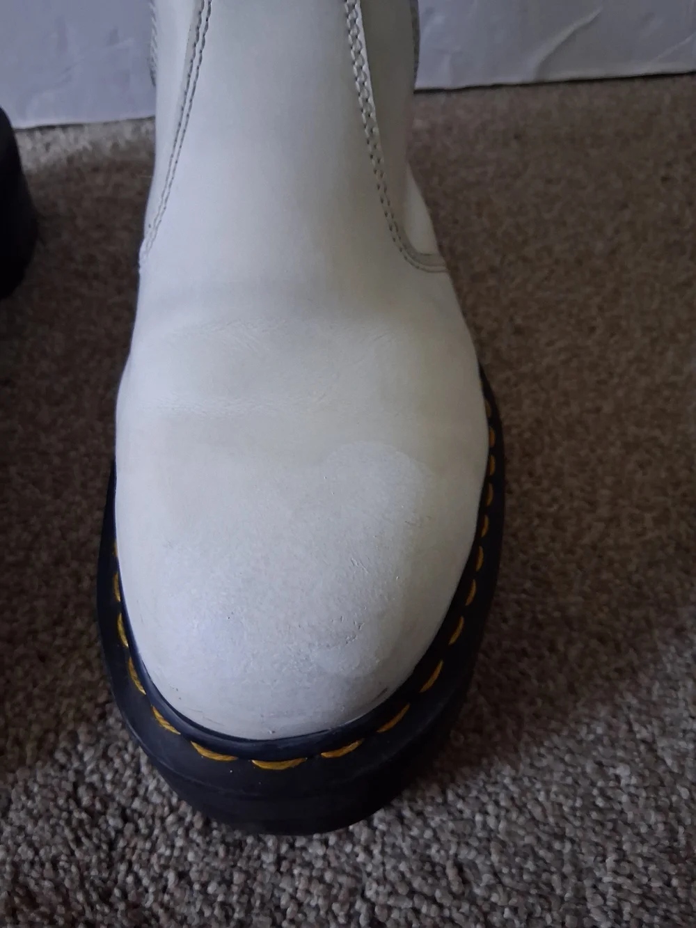 Dr. Martens 2976 Quad Platform Chelsea Boots White Leather Sz US Men 8 / Women 9